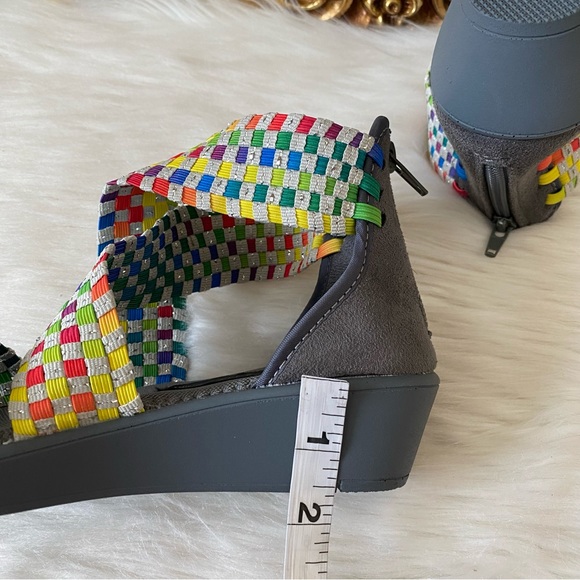 Steven By Steve Madden Demo Rainbow Elastic Strap Low Wedge Sandal - Picture 11 of 12